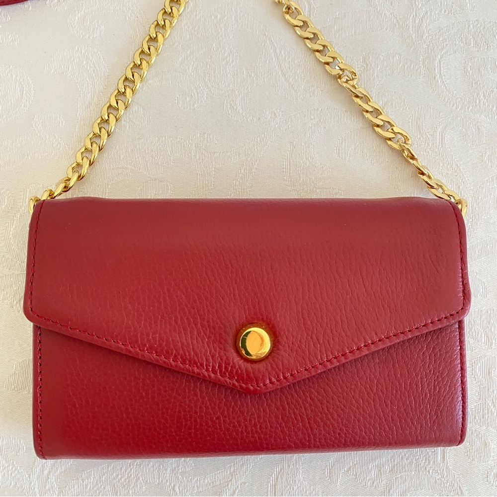 Stella and Max Cranberry Red Leather Crossbody Wallet